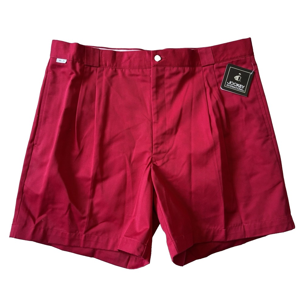 NEW vintage 90s mens red Jockey shorts dad‎ golf pleated cotton 38 x 6
